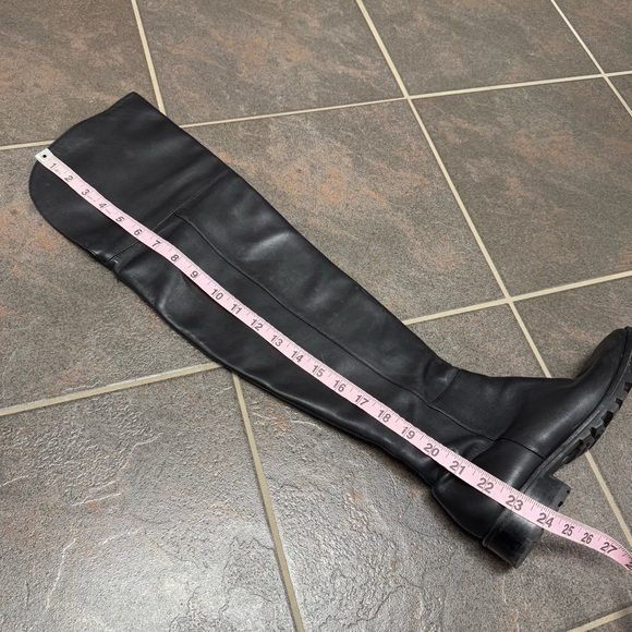 Stuart Weitzman Leather Over the Knee OTK Round Toe Flat Boots Black 7 - Picture 11 of 12